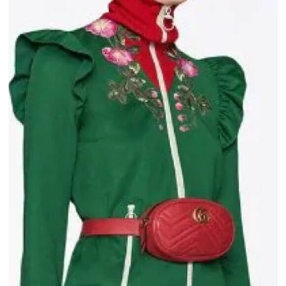Gucci Handbags - Gucci Marmont Red Gold Logo Quilted Bumbag Fannybag Waistbag Quiet Luxury Glam